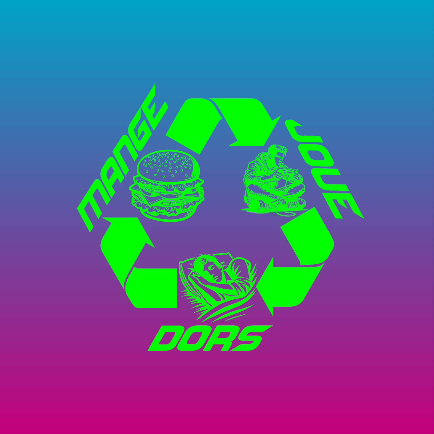 Sticker, Le Cycle du Gamer 🍔🎮😴